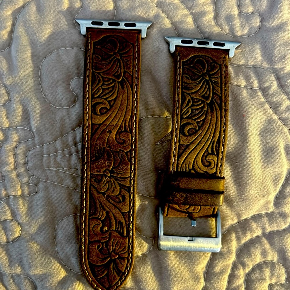 Tooled leather Apple Watch band 42mm